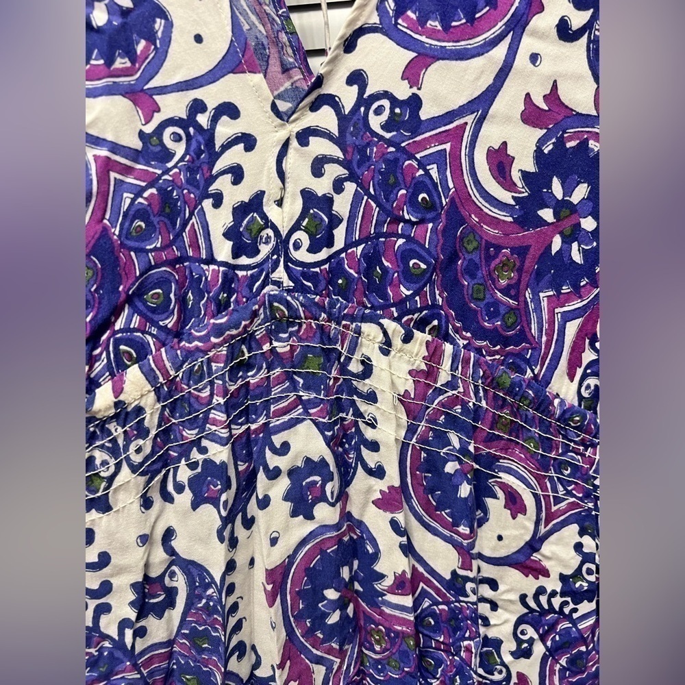 Michael Kors purple Blue Maxi Dress L Short Sleeve Stretch Career $234 NEW - Picture 2 of 7